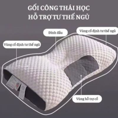 Gối Công Thái Học Ruột Bông Gòn Tinh Khiết, Thiết Kế Lượn Sóng Hỗ Trợ Tư Thế Ngủ Tránh Đau Mỏi Vai Gáy - 1 Chiếc
